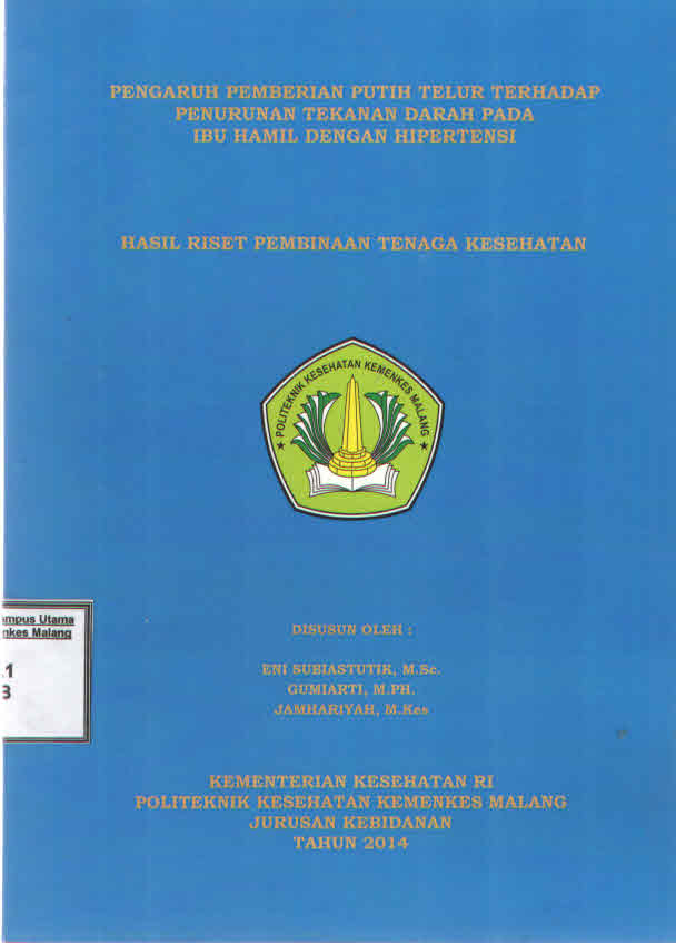 Cover PENGARUH PEMBERIAN PUTIH TELUR TERHADAP PENURUNAN TEKANAN DARAH PADA IBU HAMIL DENGAN HIPERTENSI124