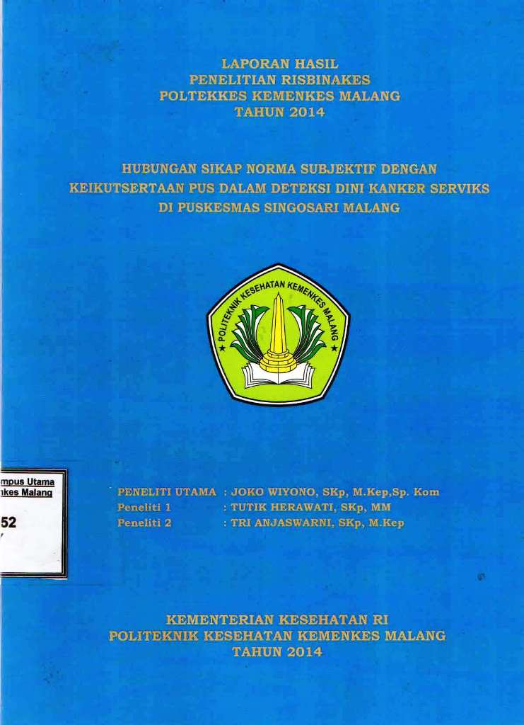 Cover Hubungan Sikap Norma Subjektif Dengan Keikutsertaan Pus dalam Deteksi Kanker Serviks