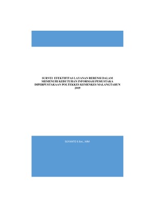 Cover SURVEI PEMANFAATAN REPOSITORY DALAM MEMENUHI KEBUTUHAN INFORMASI  DI PERPUSTAKAAN POLTEKKES KEMENKES MALANG TAHUN 2019