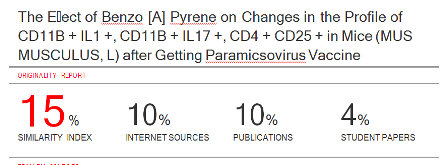 Cover Peer Review (Similirity index)The Effect of Benzo [A] Pyrene on Changes in the Profile of CD11B + IL1 +, CD11B + IL17 +, CD4 + CD25 + in Mice (MUS MUSCULUS, L) after Gettin