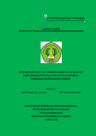 Cover PENGARUH PENGGUNAAN APLIKASI SAMOBY (SAFE MOM AND BABY) TERHADAP PROGRAM P4K DI WILAYAH KERJA PUSKESMAS SUKORAME KOTA KEDIRI