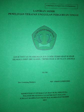 Cover EFEKTIFITAS PEMBERIAN JUS JAMBU TERHADAP KADAR HEMOGLOBIN IBU HAMIL TRIMESTER II DENGAN ANEMIA