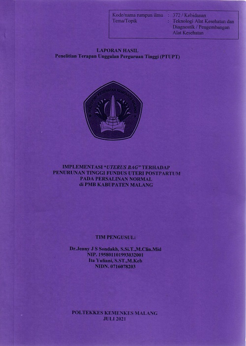 Cover IMPLEMENTASI “UTERUS BAG” TERHADAP  PENURUNAN TINGGI FUNDUS UTERI POSTPARTUM  PADA PERSALINAN NORMAL  di PMB KABUPATEN MALANG