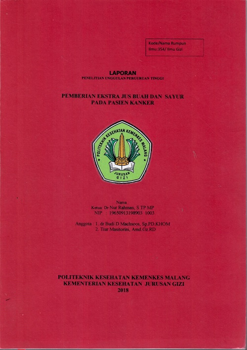 Cover PEMBERIAN EKSTRA JUS BUAH DAN  SAYUR  PADA PASIEN KANKER