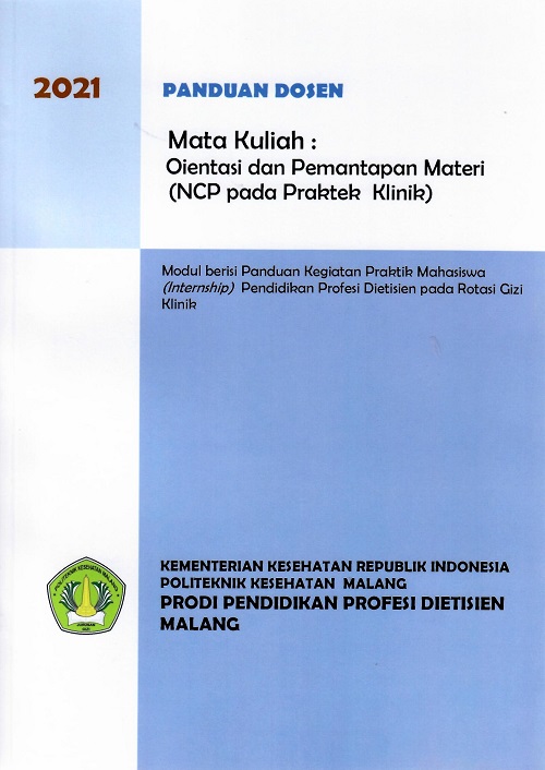 Cover Panduan Dosen Mata Kuliah : Orientasi dan Pemantapan Materi (NCP pada Praktek Klinik)