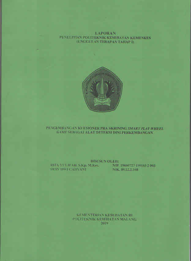 Cover PENGEMBANGAN KUESIONER PRA SKRINING SMART PLAY WHELL GAME SEBAGAI ALAT DETEKSI DINI PERKEMBANGAN