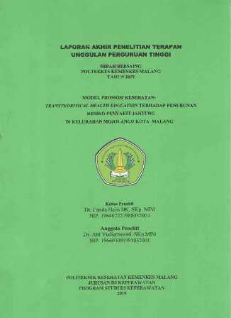 Cover MODEL PROMOSI KESEHATAN : TRANSTEORITICAL HEALTH EDUCATION TERHADAP PENURUNAN RESIKO PENYAKIT JANTUNG DI KELURAHAN MOJOLANGU KOTA  MALANG