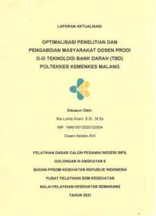 Cover OPTIMALISASI PENELITIAN DAN PENGABDIAN MASYARAKAT DOSEN PRODI D-III TEKNOLOGI BANK DARAH (TBD) POLTEKKES KEMENKES MALANG