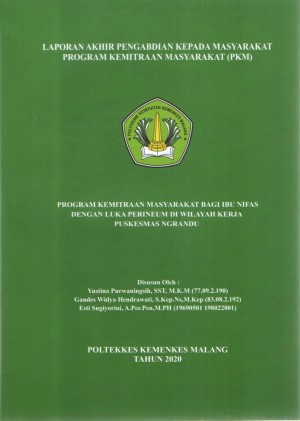 Cover PROGRAM KEMITRAAN MASYARAKAT BAGI IBU NIFAS DENGAN LUKA PERINEUM DI WILAYAH KERJA  PUSKESMAS NGRANDU