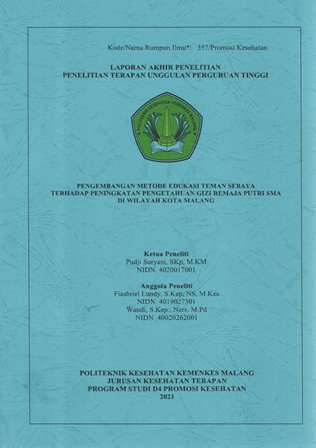 Cover PENGEMBANGAN METODE EDUKASI TEMAN SEBAYA TERHADAP PENINGKATAN PENGETAHUAN GIZI REMAJA PUTRI SMA DI WILAYAH KOTA MALANG