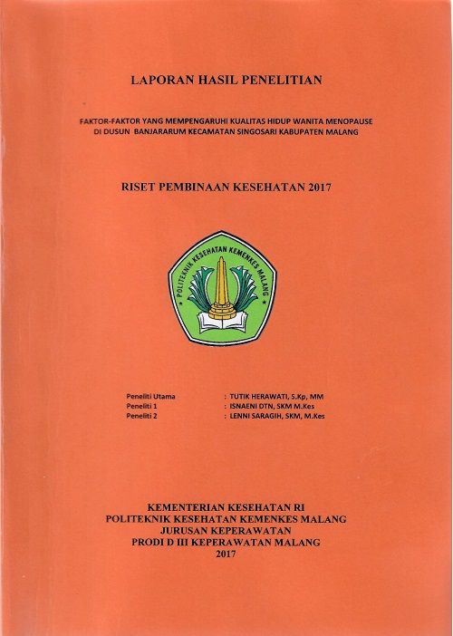 Cover FAKTOR-FAKTOR YANG MEMPENGARUHI KUALITAS HIDUP WANITA MENOPAUSE DI DUSUN BANJARARUM KECAMATAN SINGOSARI KABUPATEN MALANG