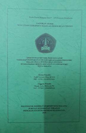 Cover EFEKTIVITAS METODE PEER EDUCATOR TERHADAP PENINGKATAN PENGETAHUAN KADER POSYANDU DALAM UPAYA PENCEGAHAN STUNTING DI KELURAHAN DINOYO KECAMATAN LOWOKWARU KOTA MALANG