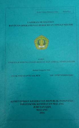 Cover ANALISA KANDUNGAN GIZI BISKUIT DAN SEREAL TEMPE KELOR