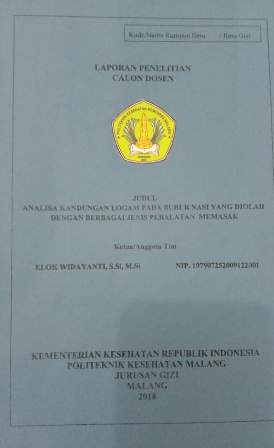 Cover ANALISA KANDUNGAN LOGAM PADA BUBUR NASI YANG DIOLAH DENGAN BERBAGAI JENIS PERALATAN MEMASAK