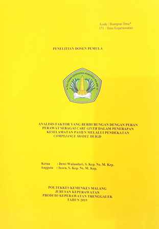 Cover ANALISIS FAKTOR YANG BERHUBUNGAN DENGAN PERAN PERAWAT SEBAGAI CARE GIVER DALAM PENERAPAN KESELAMATAN PASIEN MELALUI PENDEKATAN  COMPLIANCE MODEL DI IGD