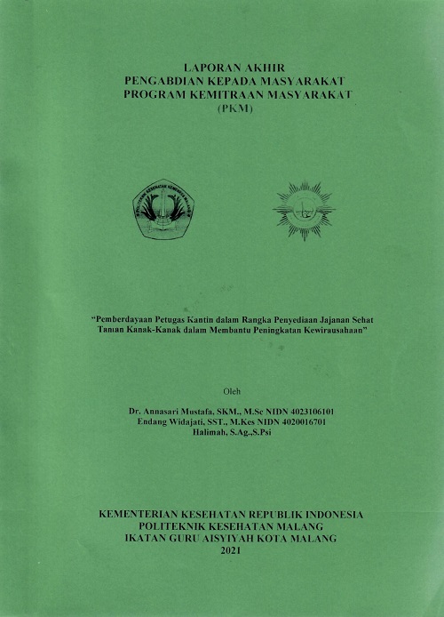 Cover “Pemberdayaan Petugas Kantin dalam Rangka Penyediaan Jajanan Sehat Taman Kanak-Kanak dalam Membantu Peningkatan Kewirausahaan”