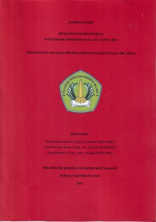 Cover EFEKTIVITAS APLIKASI PPD SOLUTION PADA KECEMASAN IBU NIFAS