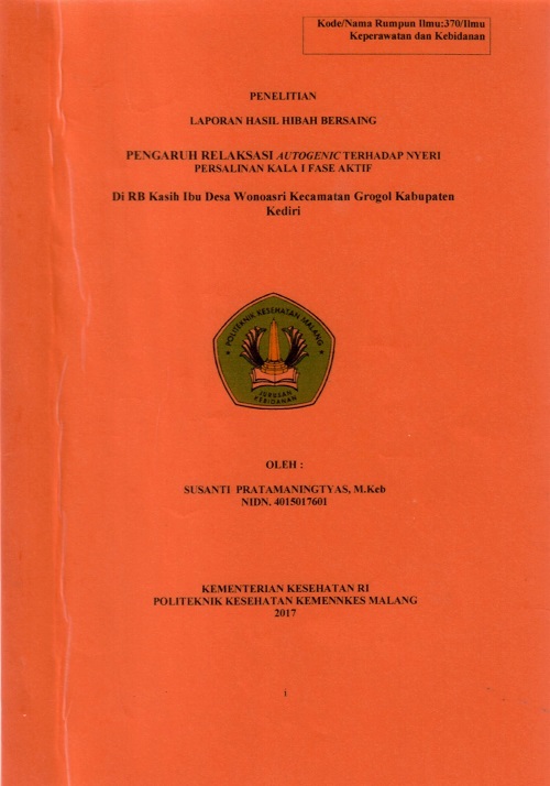 Cover PENGARUH RELAKSASI AUTOGENIC TERHADAP NYERI PERSALINAN KALA I FASE AKTIF